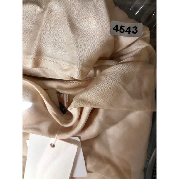 Honor The Gift Silk Slip Dress Sleeveless Cowl Neck Asymmetric Hem Sand NWT M - Picture 9 of 9